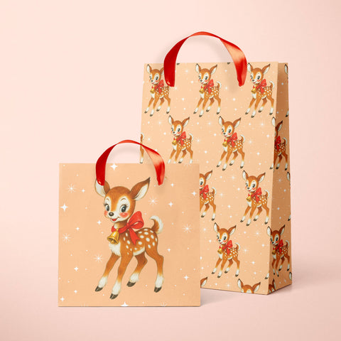retro deer {medium} gift bag