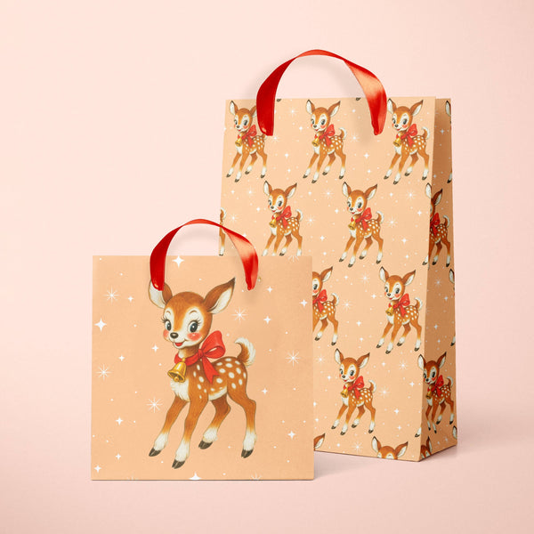 retro deer {medium} gift bag