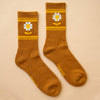 retro flower ribbed crew socks