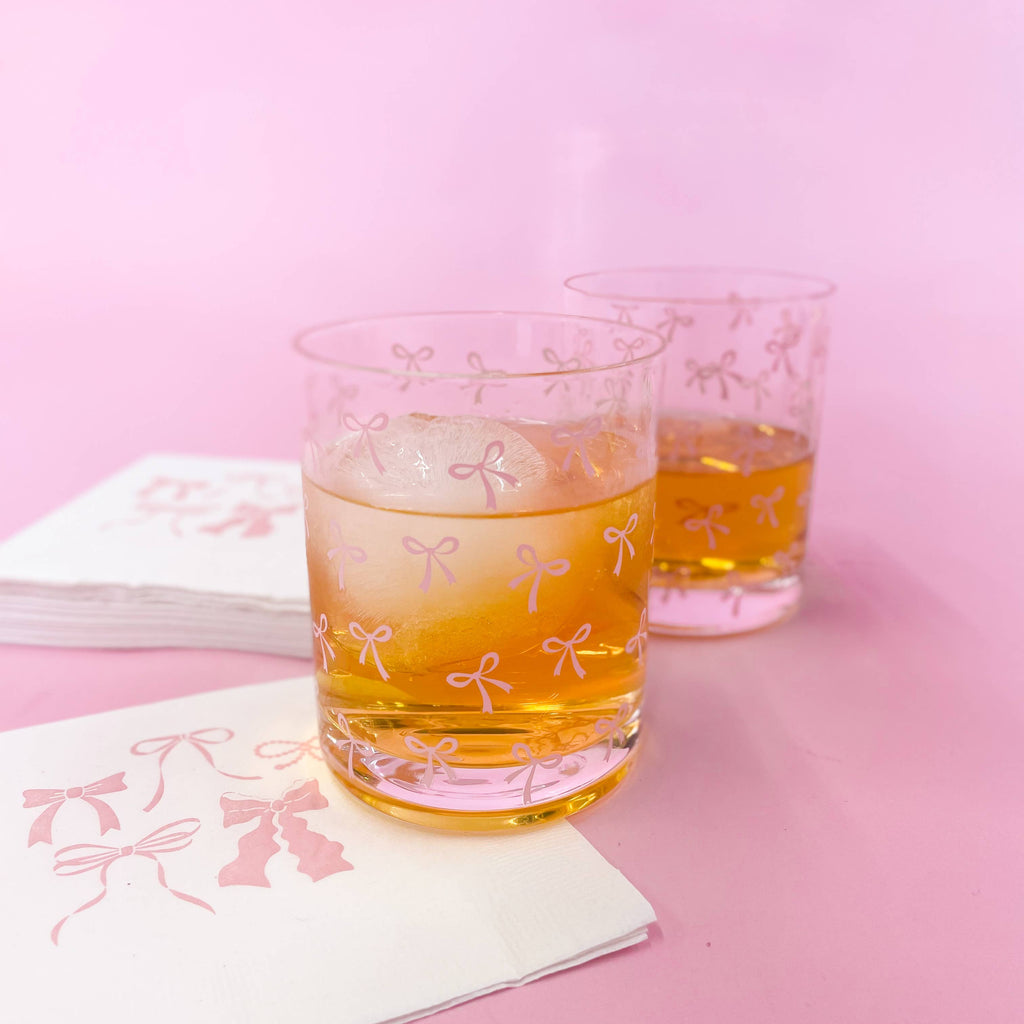 pink bows cocktail glass