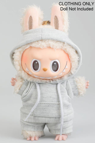 labubu grey hoodie and shorts set