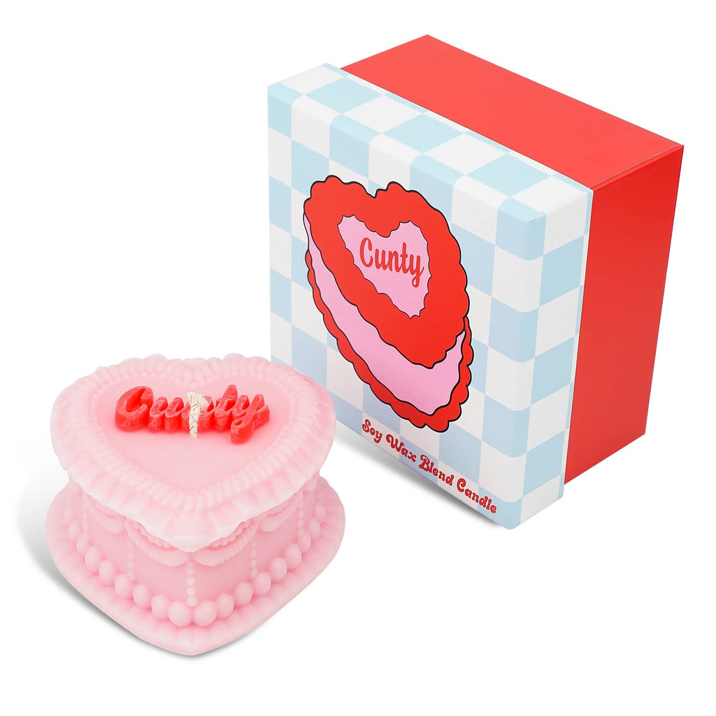 cunty vintage heart cake candle