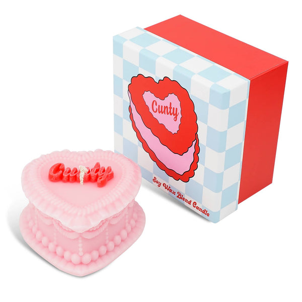 cunty vintage heart cake candle