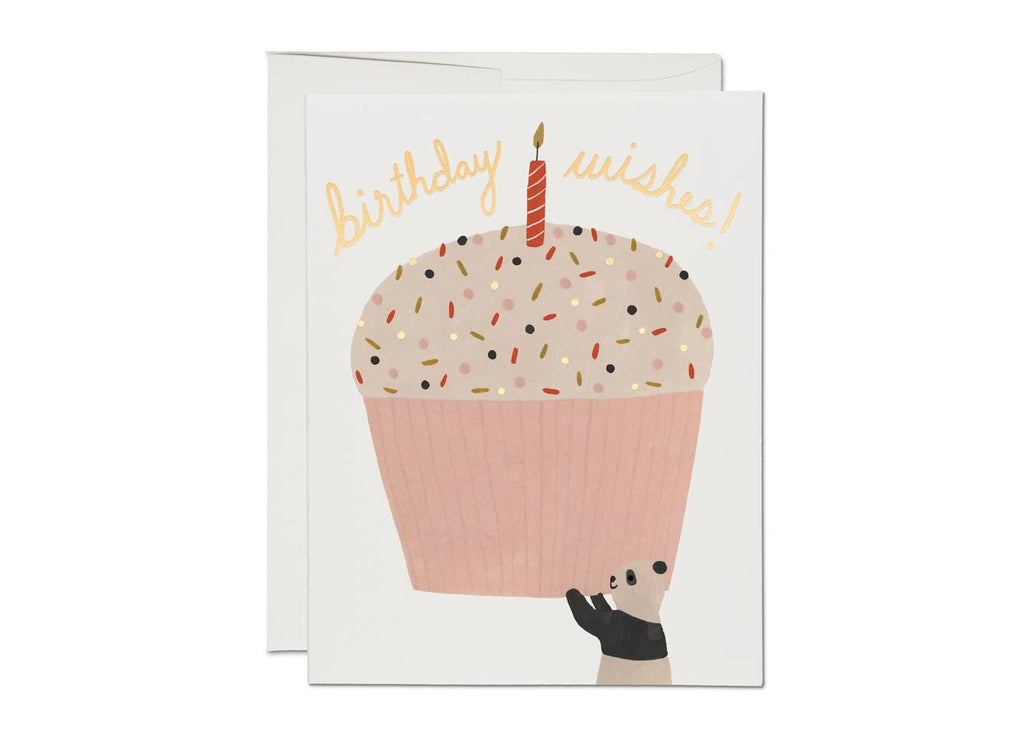 birthday wishes panda & cupcake card