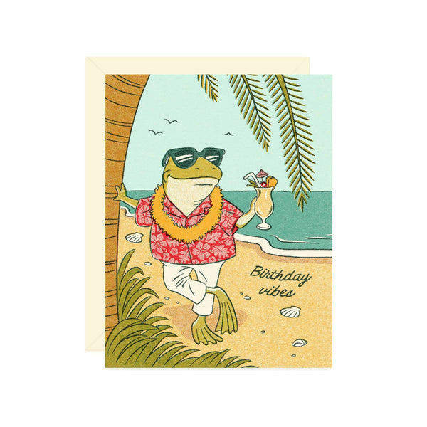 birthday vibes {beach frog card}