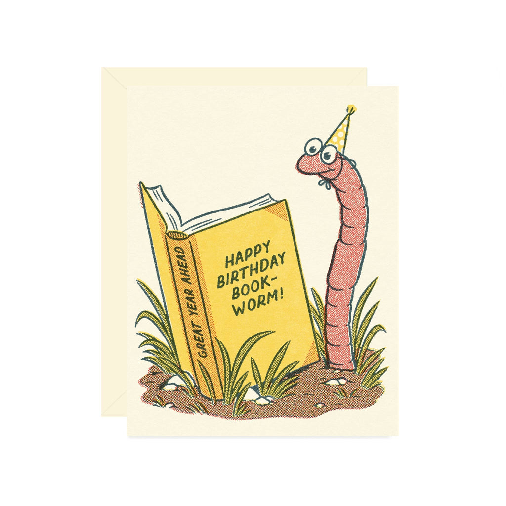 happy birthday book worm! card