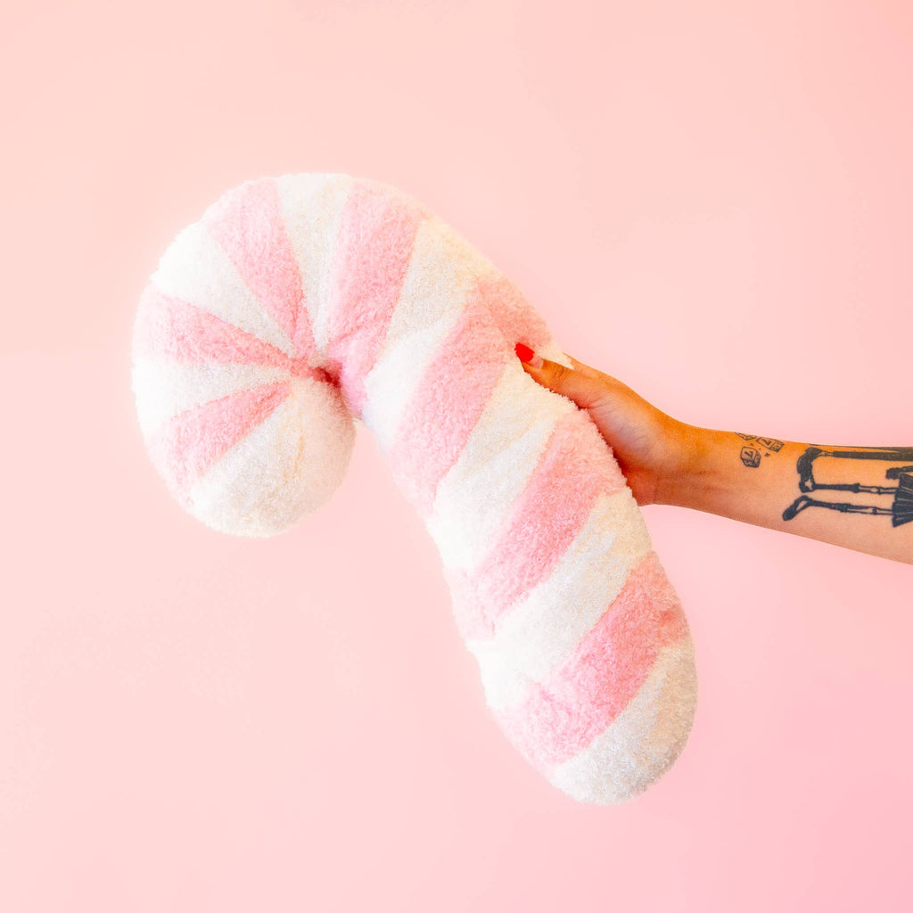 pink candy cane pillow