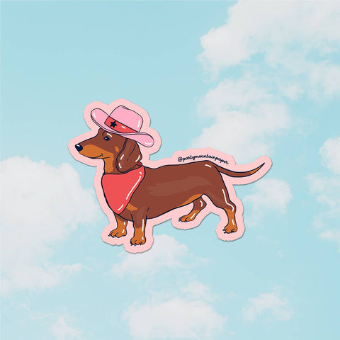 cowboy weenie dog sticker