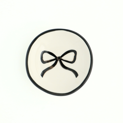 black bow {round} trinket dish