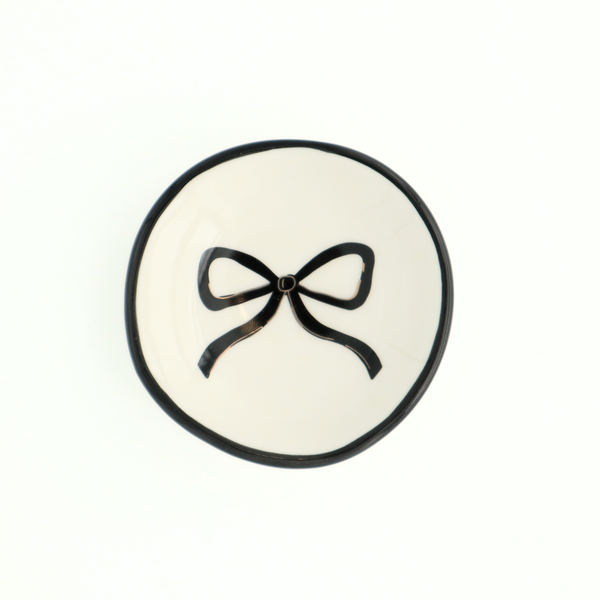 black bow {round} trinket dish