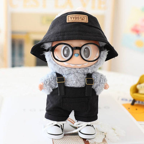 labubu summer overalls {black} set