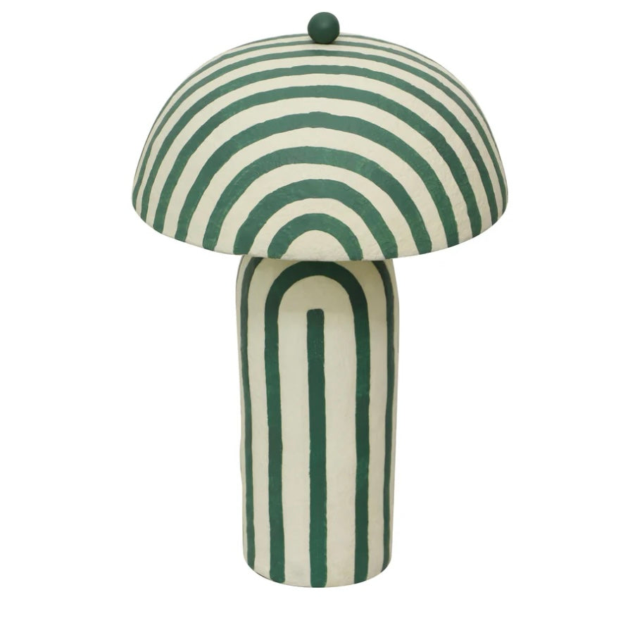 green striped papier mache table lamp