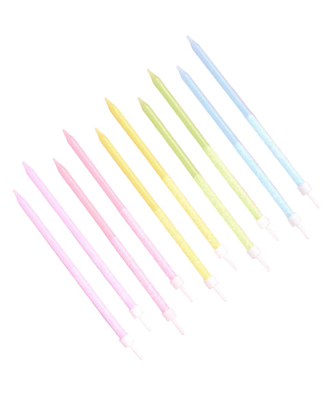 pastel glitter cake candles