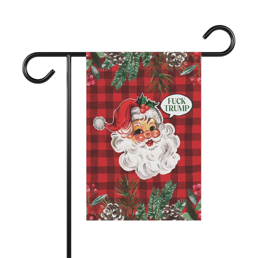 f*ck tr*mp santa christmas garden flag