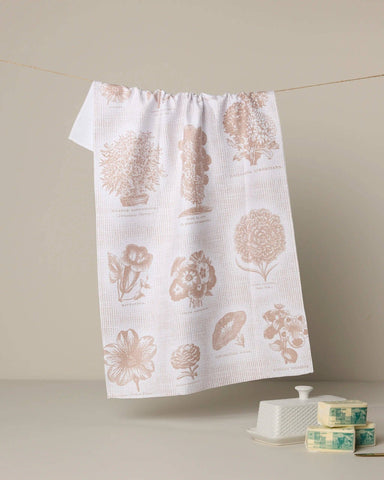 floral glossary tea towel