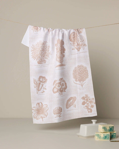 floral glossary tea towel