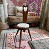 vintage wooden three legged birthing chair with cream seat {shipping not available}