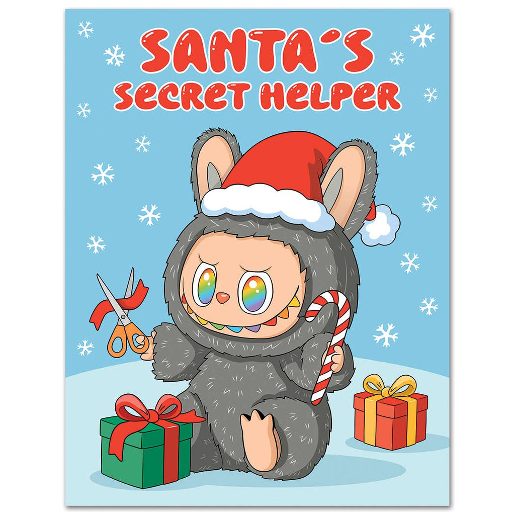 labubu santa's secret helper. celebrate the holiday with big energy! card