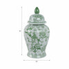 bird & floral ceramic temple jar {green/white}