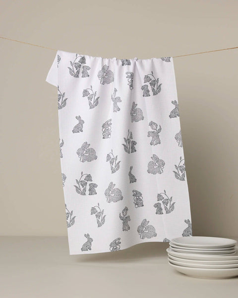 bunny dots tea towel