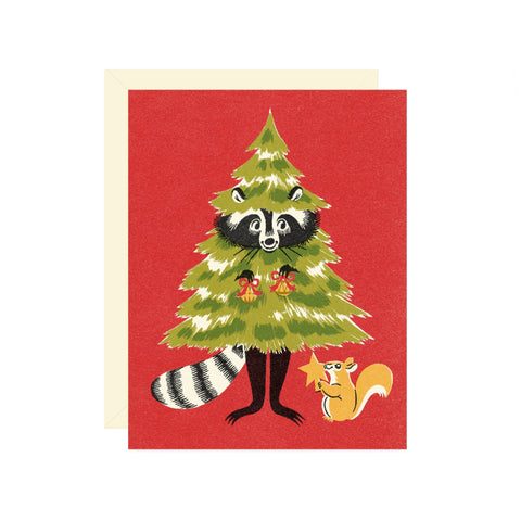 raccoon christmas card
