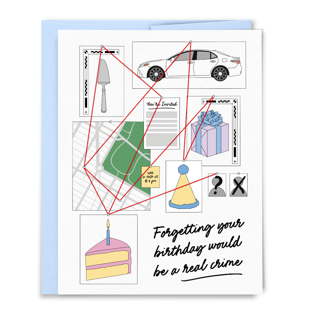 forgetting your birthday would be a real crime card