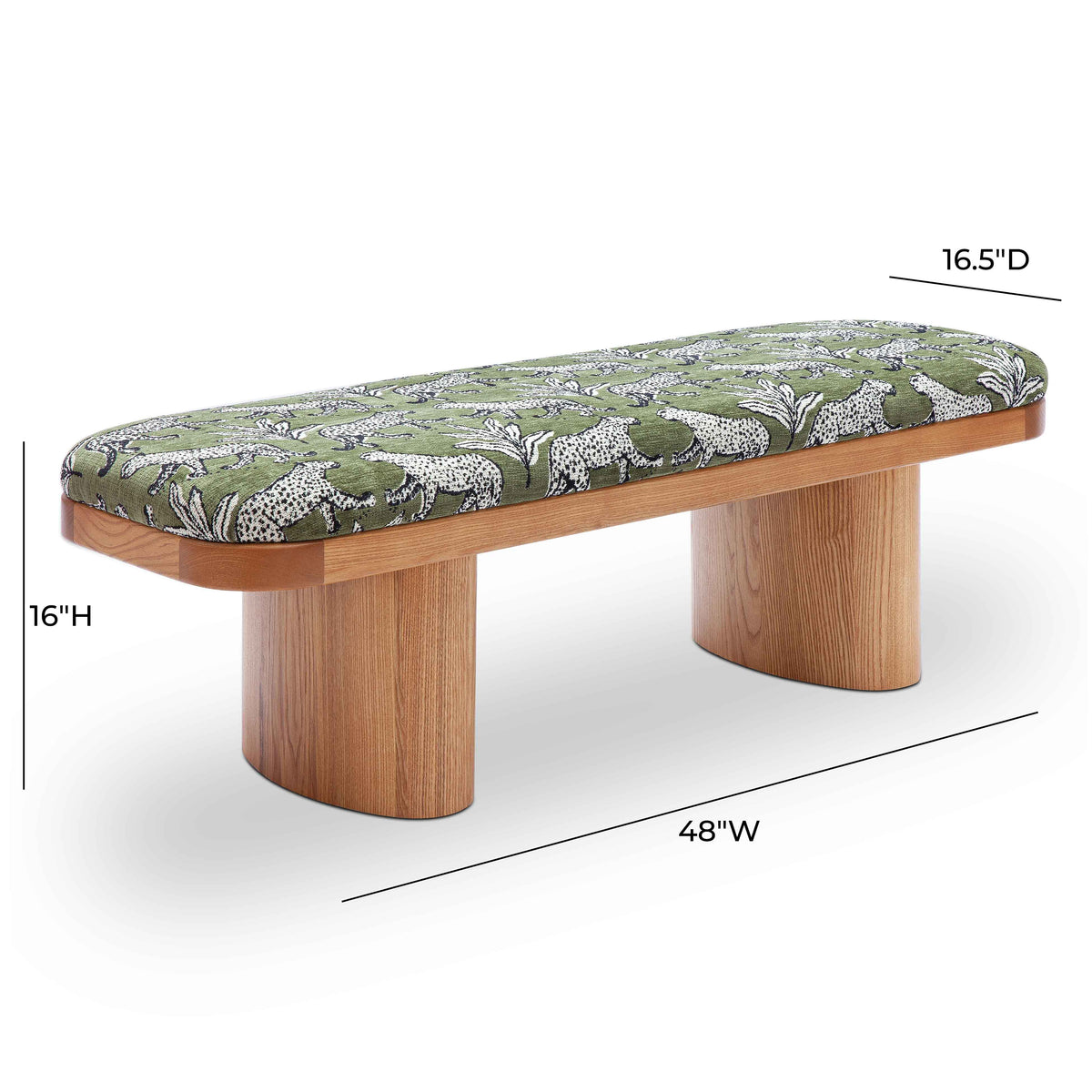 olive green leopard jacquard bench