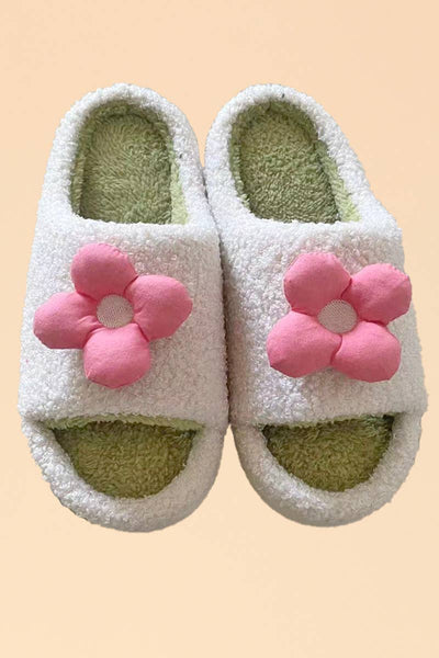 pink {3d} flower slippers