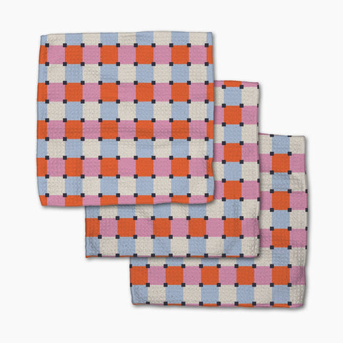 color block grid dishcloth set