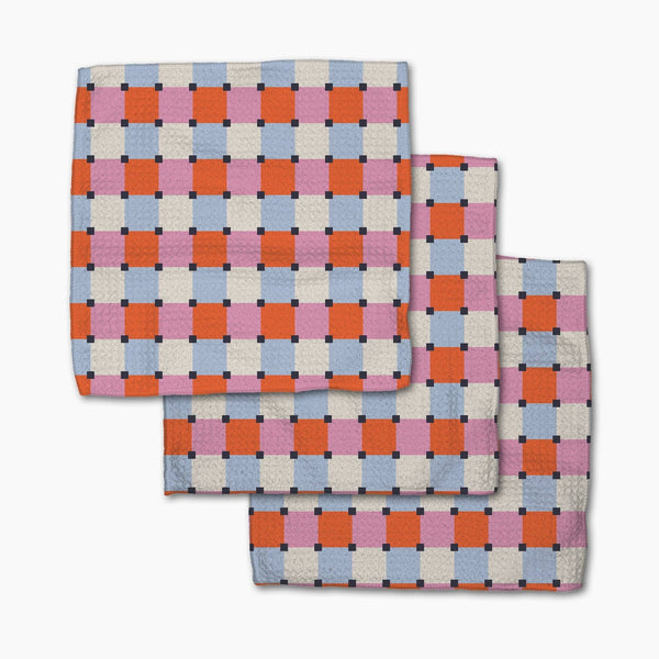 color block grid dishcloth set