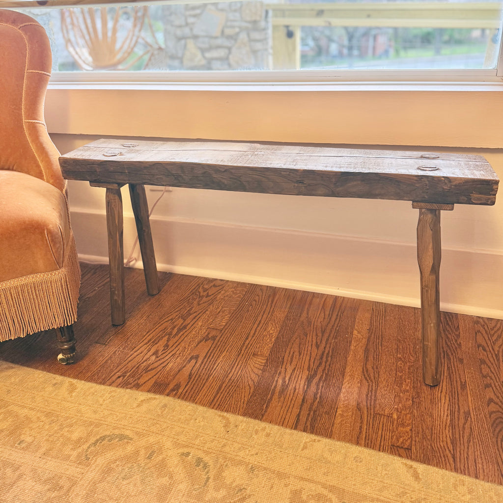wooden hungarian farmhouse bench