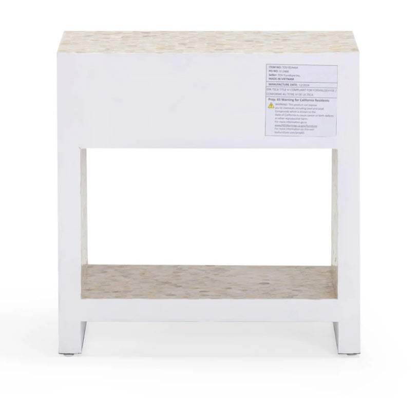natural mother of pearl inlaid nightstand