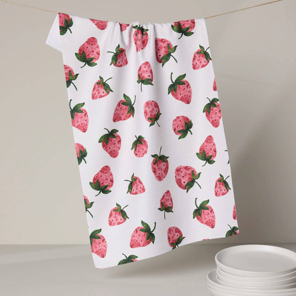 the sweetest {strawberries} tea towel