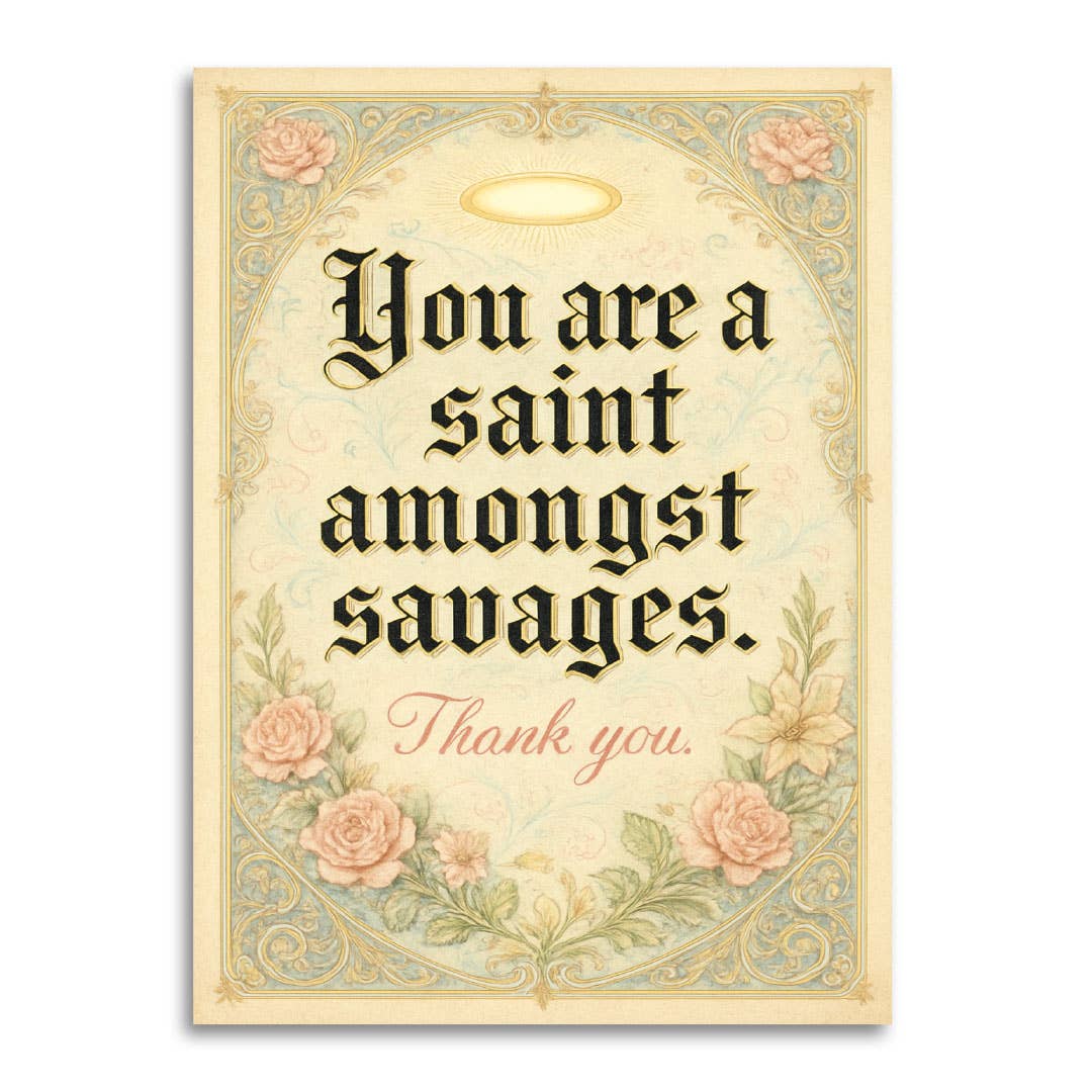 saint amongst savages – irreverent thank you card