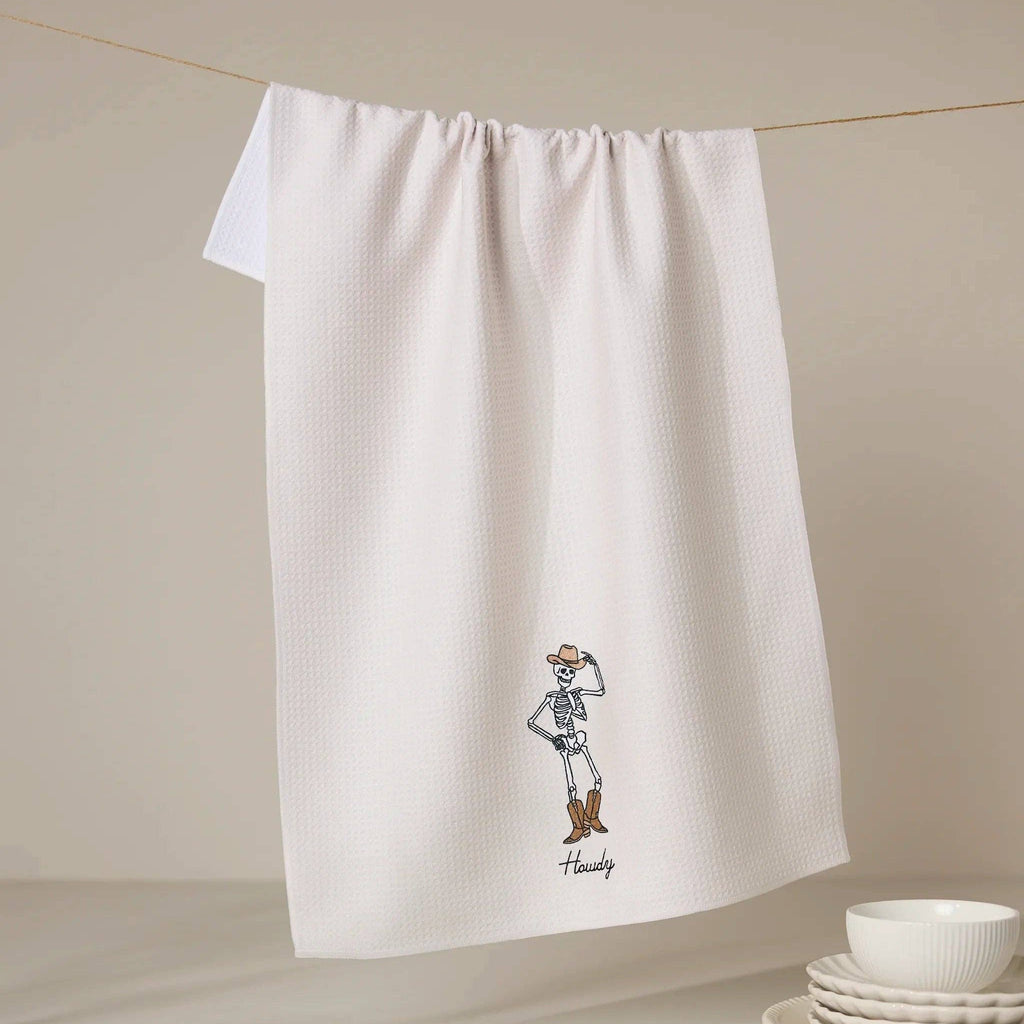 howdy {skeleton} tea towel
