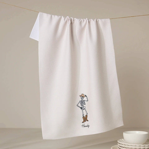 howdy {skeleton} tea towel