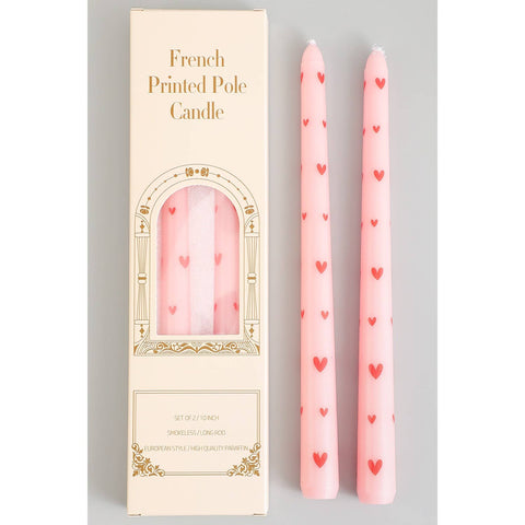 french heart pole candles set