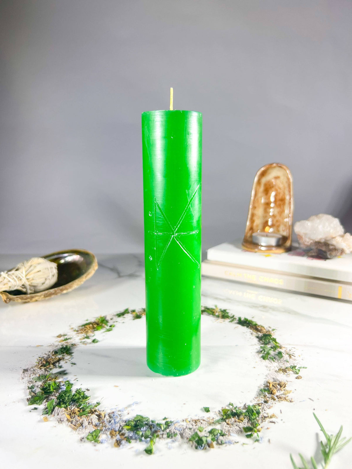 financial success spellcasting Pillar candle