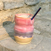 pink ceramic bubble cup with straw