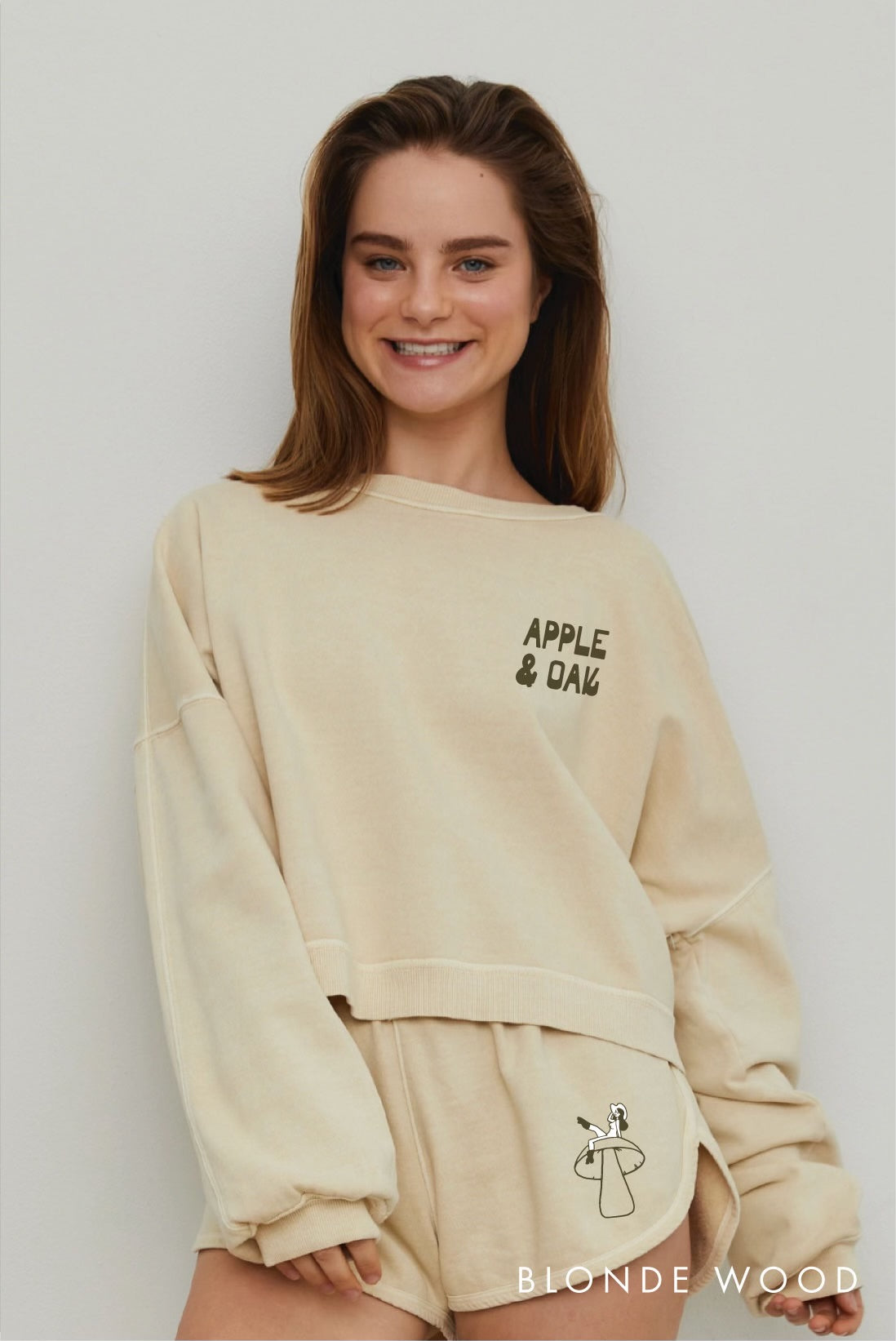 a&o mushroom cozy cropped crew