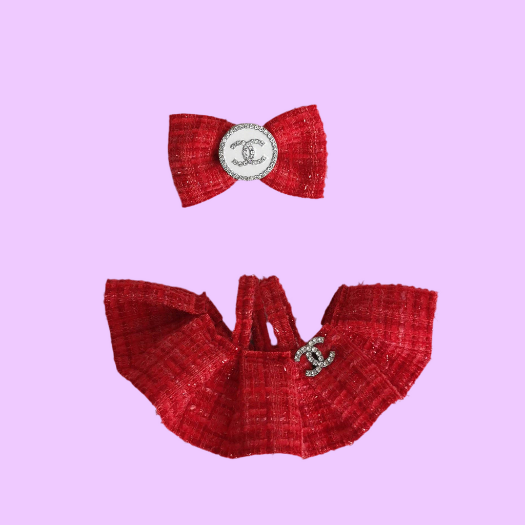 labubu red designer dress and bow
