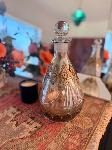 vintage silver overlay decanter