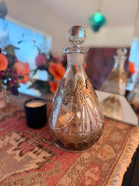 vintage silver overlay decanter