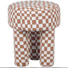 checkered {brown/cream} boucle stool