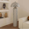 black striped papier mache floor lamp