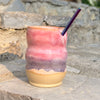 pink ceramic bubble cup with straw