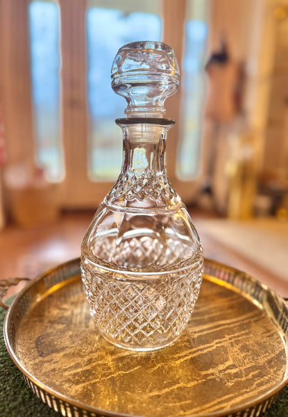 vintage etched glass decanter