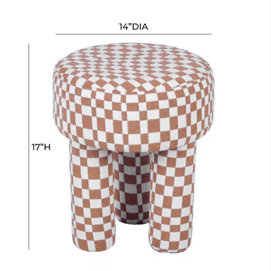 checkered {brown/cream} boucle stool
