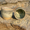 hand thrown thumbprint stoneware cortado cups