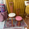 vintage wooden three legged birthing chair with rose seat {shipping not available}